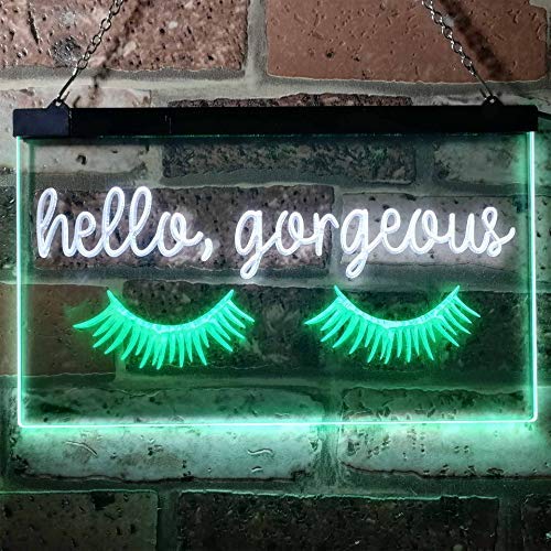 Eyelash Hello Gorgeous Dual LED Neon Light Sign